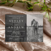 Eenvoudige zwarte witte elegante moderne fotobruil kaart