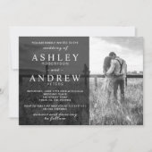 Eenvoudige zwarte witte elegante moderne fotobruil kaart (Voorkant)