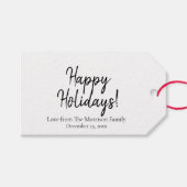 Eenvoudige zwarte witte Feestdagen van het douanem Cadeaulabel (Voorkant (Horizontaal))