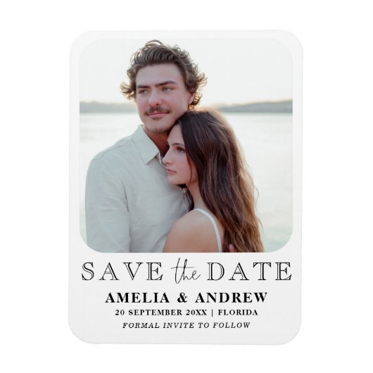 Eenvoudige zwarte & witte foto Sla de datum op Magneet (Verticaal)