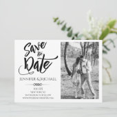 Eenvoudige zwarte witte foto Sla de datum op Save The Date (Staand voorkant)