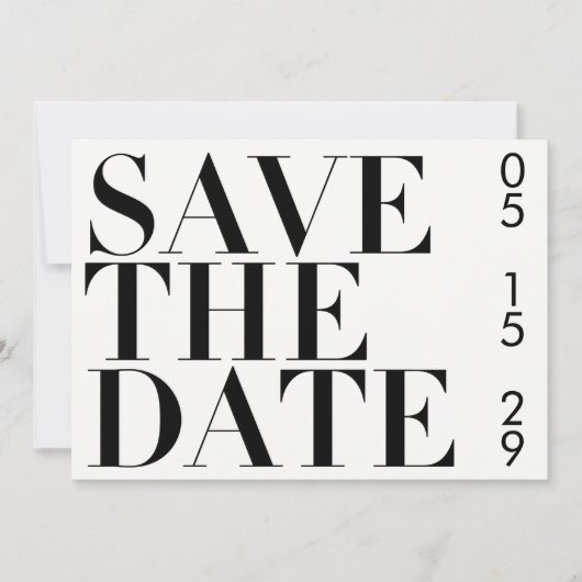Eenvoudige zwarte witte foto Typografie Sparen de  Save The Date (Voorkant)