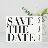 Eenvoudige zwarte witte foto Typografie Sparen de  Save The Date (Staand voorkant)