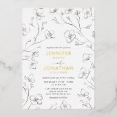 Eenvoudige zwarte & witte foto van het huwelijk Go Folie Uitnodiging (Voorkant)