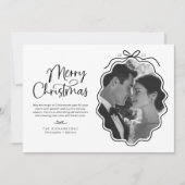 Eenvoudige Zwarte Witte Golvende Retro Foto Feestdagenkaart (Voorkant)