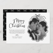 Eenvoudige Zwarte Witte Golvende Retro Foto Feestdagenkaart (Voorkant / Achterkant)