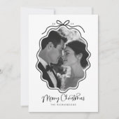 Eenvoudige Zwarte Witte Golvende Retro Foto Feestdagenkaart (Voorkant)