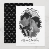 Eenvoudige Zwarte Witte Golvende Retro Foto Feestdagenkaart (Voorkant / Achterkant)