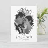 Eenvoudige Zwarte Witte Golvende Retro Foto Feestdagenkaart (Staand voorkant)