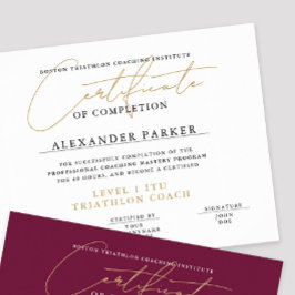 Eenvoudige Zwarte Witte Gouden Certificaat Award D Poster