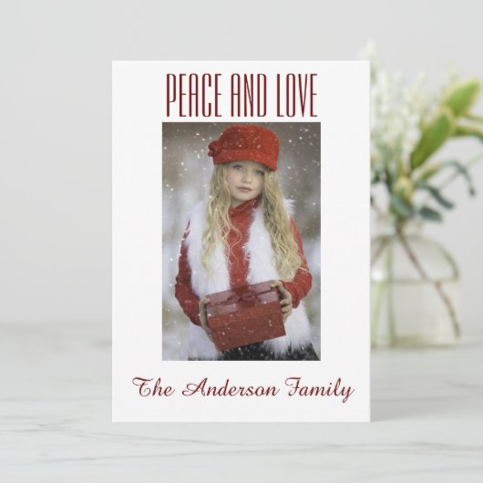 Eenvoudige zwarte witte goudfoto met Kerstmis Feestdagenkaart (Staand voorkant)