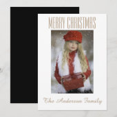 Eenvoudige zwarte witte goudfotofeestdag feestdagenkaart (Voorkant / Achterkant)