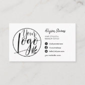 Eenvoudige zwarte witte haarmake-up foto logo qcod visitekaartje (Voorkant)