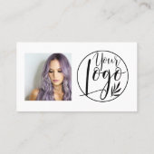 Eenvoudige zwarte witte haarmake-up foto qcode log visitekaartje (Achterkant)