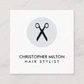 Eenvoudige zwarte witte haarstijllijst vierkante visitekaartje (Voorkant)