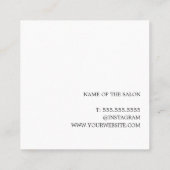 Eenvoudige zwarte witte haarstijllijst vierkante visitekaartje (Achterkant)