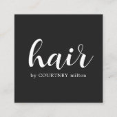 Eenvoudige zwarte witte haarstijllijst vierkante visitekaartje (Voorkant)