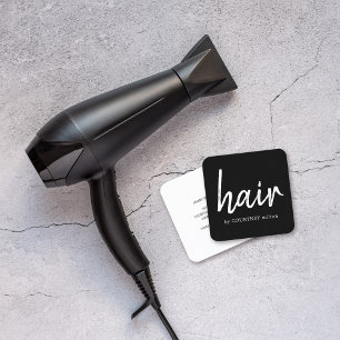 Eenvoudige zwarte witte haarstijllijst vierkante visitekaartje