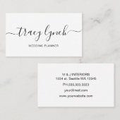 Eenvoudige zwarte witte handgeschreven scriptkalli visitekaartje (Voorkant / Achterkant)