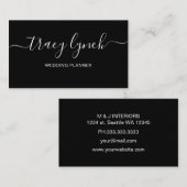 Eenvoudige zwarte witte handgeschreven scriptkalli visitekaartje (Voorkant / Achterkant)