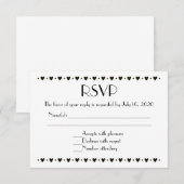 Eenvoudige zwarte witte-hartrand RSVP-trouwkaarten RSVP Kaartje (Voorkant / Achterkant)