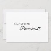 Eenvoudige zwarte witte kalligrafie Bridesmaid-voo Kaart (Voorkant)