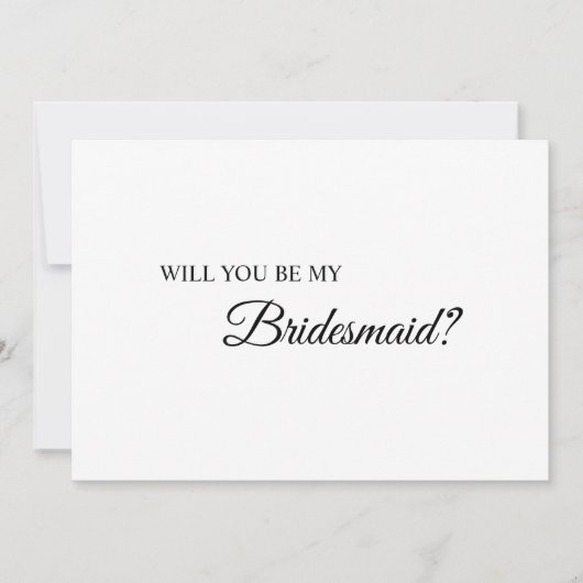 Eenvoudige zwarte witte kalligrafie Bridesmaid-voo Kaart (Voorkant)