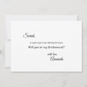 Eenvoudige zwarte witte kalligrafie Bridesmaid-voo Kaart (Achterkant)