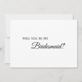 Eenvoudige zwarte witte kalligrafie Bridesmaid-voo Kaart