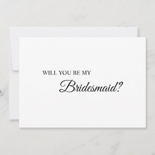 Eenvoudige zwarte witte kalligrafie Bridesmaid-voo Kaart
