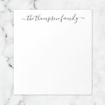 Eenvoudige zwarte witte kalligrafie Familienaam Notitieblok<br><div class="desc">Minimalistisch zwart-wit familienaam in het Notitieblok van de Kalligrafie. Pas de elegante sjabloon van de manuscriptnaam met uw familienaam aan.</div>