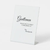 Eenvoudige zwarte witte kalligrafie Gentlemen Bath Reclamebord Met Voetstuk (Voorkant)