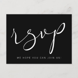 Eenvoudige Zwarte Witte Kalligrafie RSVP Postkaart Uitnodiging Briefkaart