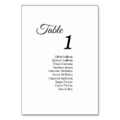 Eenvoudige zwarte witte kalligrafie Tabelnummer ga Kaart (Voorkant)