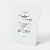 Eenvoudige zwarte witte kalligrafie Unplugged-cere Reclamebord Met Voetstuk (Voorkant)