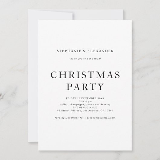 Eenvoudige zwarte witte kerst kaart (Voorkant)