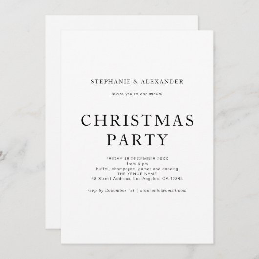 Eenvoudige zwarte witte kerst kaart (Voorkant / Achterkant)