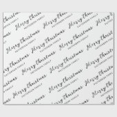 Eenvoudige zwarte witte kerst naam cadeaupapier (Vlak)