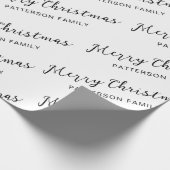 Eenvoudige zwarte witte kerst naam cadeaupapier (Hoek)