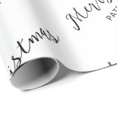 Eenvoudige zwarte witte kerst naam cadeaupapier (Rol Hoek)