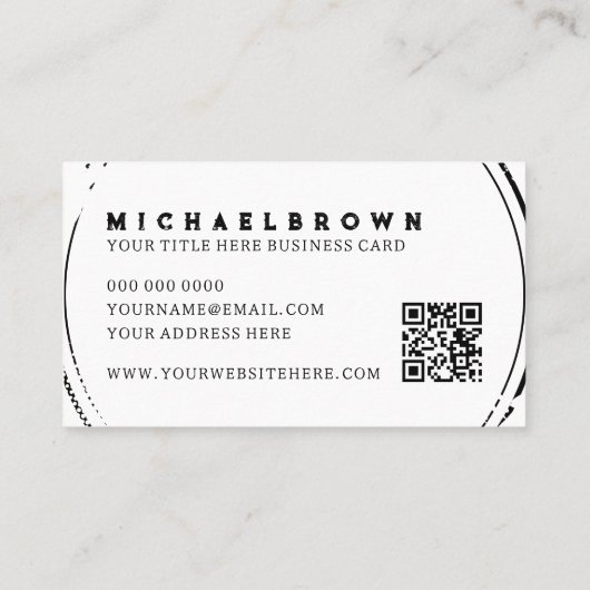 Eenvoudige zwarte witte kip QR-code Visitekaartje (Achterkant)