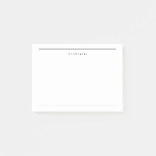 Eenvoudige zwarte witte, klassieke dubbellijnen post-it® notes (Voorkant)