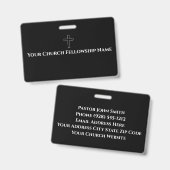 Eenvoudige Zwarte Witte Kruis Omlijning Kerk  Badge (Voor- en achterkant)