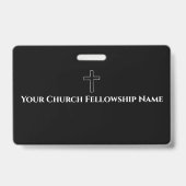 Eenvoudige Zwarte Witte Kruis Overzicht Kerk Badge (Voorzijde)