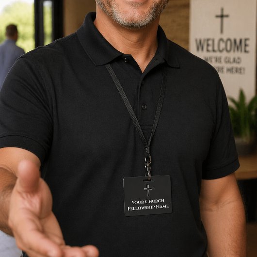 Eenvoudige Zwarte Witte Kruis Overzicht Kerk Badge