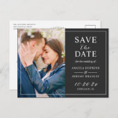 Eenvoudige zwarte witte lay-out Foto slaat de datu Briefkaart (Voorkant / Achterkant)