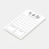 Eenvoudige zwarte & witte lijst post-it® notes (Schuin)