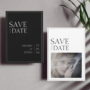 Eenvoudige Zwarte Witte Minimale Foto Bruiloft Save The Date