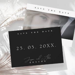 Eenvoudige Zwarte Witte Minimale Foto Bruiloft Save The Date