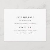 Eenvoudige zwarte witte minimalist Sla de datum op Aankondigingskaart (Voorkant)